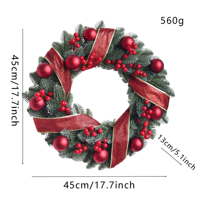 Uglysweatershops Christmas Red Berry Ribbon Wreath