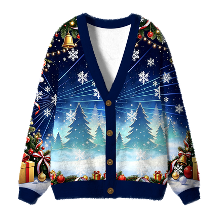 Uglysweatershops Classic Cigarettes Fuzzy Ugly Cardigan Sweatshirt