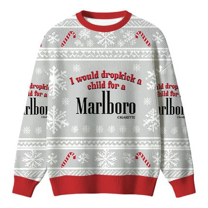 Uglysweatershops I Would Dropkcik A Child White Christmas Ugly Sweater