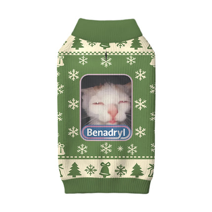 Uglysweatershops Green Psychedelic Cat Dog & Cat Pet Sweater