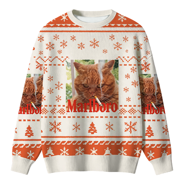 Uglysweatershops Smkong Orange Cat Christmas Ugly Sweater