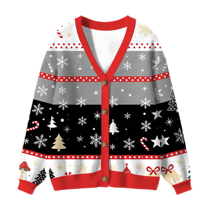 Uglysweatershops Art Dancing Mushroom Ugly Cardigan Sweater