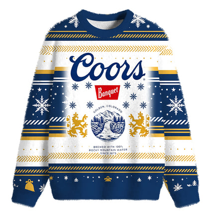 Uglysweatershops Retro Rocky Mountain Beer Fuzzy Christmas Ugly Sweatshirt