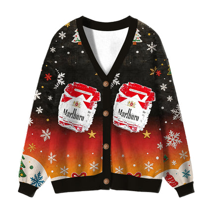 Uglysweatershops Bad Day to be Cigarette Pack Ugly Cardigan Sweater