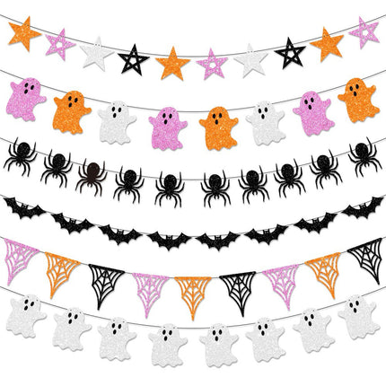 Uglysweatershops Halloween 6-Pack Colorful Ghost Spider Bat Banner