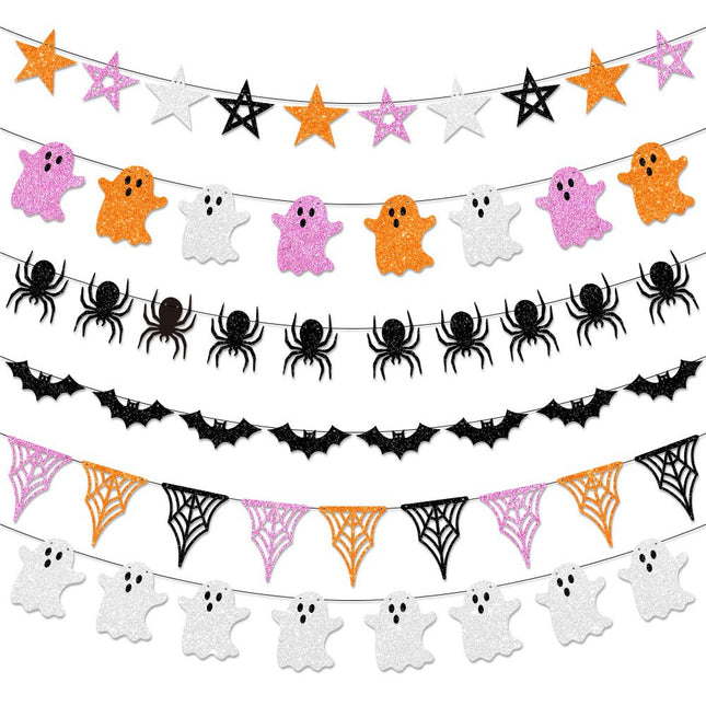 Uglysweatershops Halloween 6-Pack Colorful Ghost Spider Bat Banner