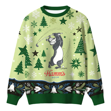 Uglysweatershops Vintage Golf Bear Brew Christmas Ugly Sweater