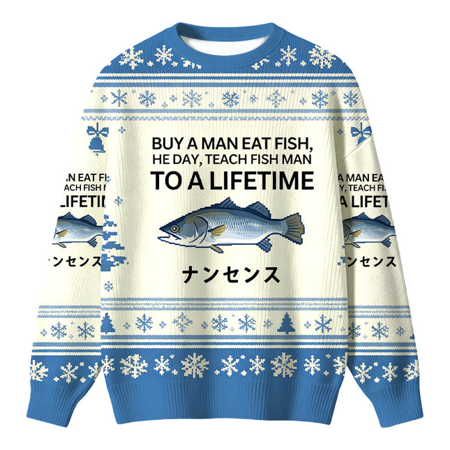 Uglysweatershops Buy a Man Eat Fish Christmas Ugly Sweater