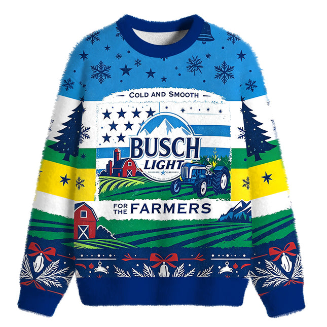 Uglysweatershops For the Farmers Fuzzy Christmas Ugly Sweatshirt