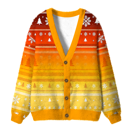 Uglysweatershops Classic American Whiskey Vintage Fuzzy Ugly Cardigan Sweatshirt