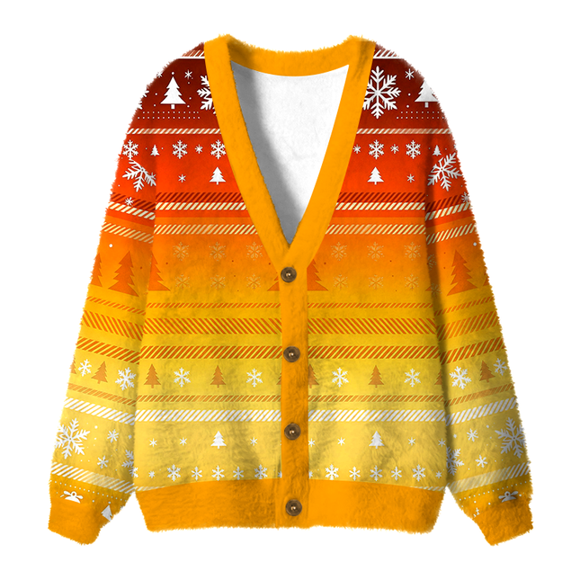 Uglysweatershops Classic American Whiskey Vintage Fuzzy Ugly Cardigan Sweatshirt