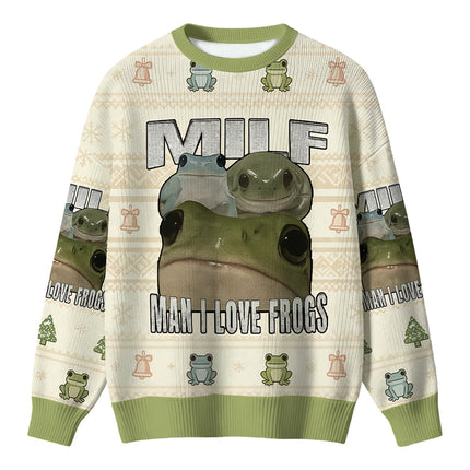 Uglysweatershops Man I Love Frogs Christmas Ugly Sweater