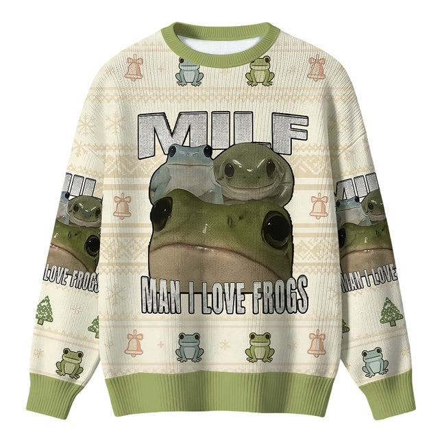 Uglysweatershops Man I Love Frogs Christmas Ugly Sweater