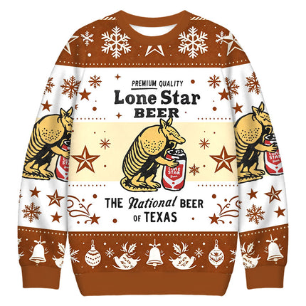 Uglysweatershops Texas Brew Armadillo Christmas Ugly Sweatshirt