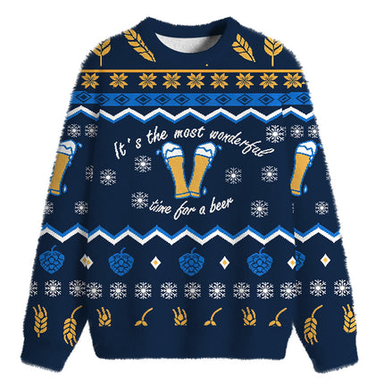 Uglysweatershops It's the Most Wonderful Time Fuzzy Christmas Ugly Sweatshirt