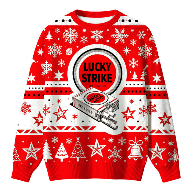 Uglysweatershops Retro Red Cigarettes Christmas Ugly Sweater