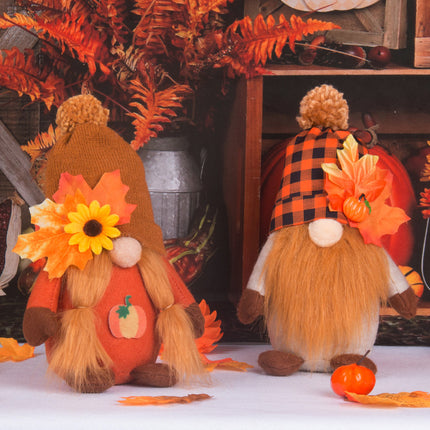 Uglysweatershops Pumpkin Harvest Maple Leaf Faceless Doll Dwarf Figurine