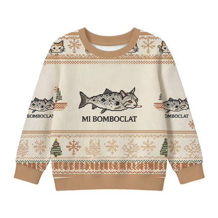 Uglysweatershops Bomboclat Fish Cat Meme Kids Ugly Sweater