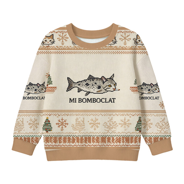 Uglysweatershops Bomboclat Fish Cat Meme Kids Ugly Sweater