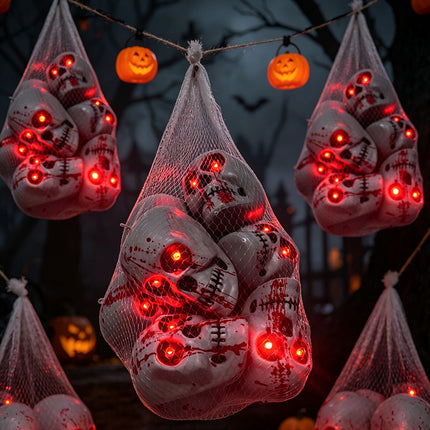 Uglysweatershops Halloween Glowing Bloody Mesh Bag Skull Horror Pendant