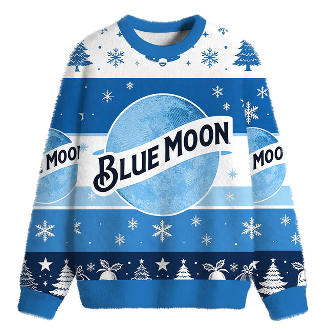 Uglysweatershops Vintage Moon Fuzzy Christmas Ugly Sweatshirt
