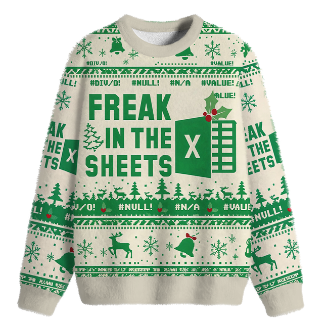 Uglysweatershops This Calls for a Spreadsheet Fuzzy Christmas Ugly Sweatshirt