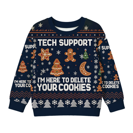 Uglysweatershops Blue Tech Support Computer Programmer Kids Ugly Sweater