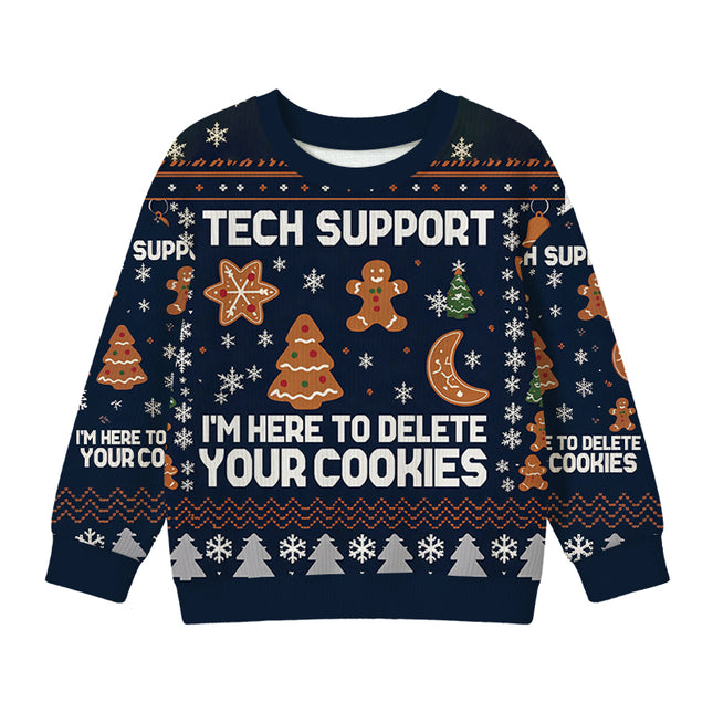 Uglysweatershops Blue Tech Support Computer Programmer Kids Ugly Sweater