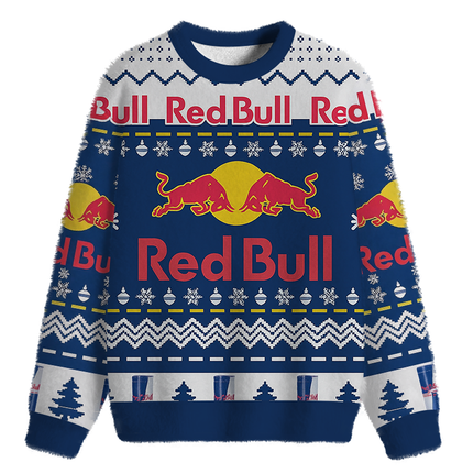 Uglysweatershops Blue Drink Fuzzy Christmas Ugly Sweatshirt