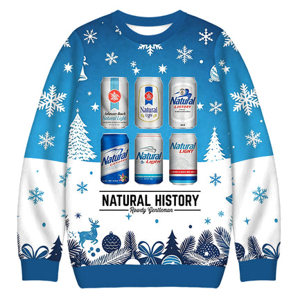 Uglysweatershops Vintage Retro Beer Can Collection Christmas Ugly Sweatshirt