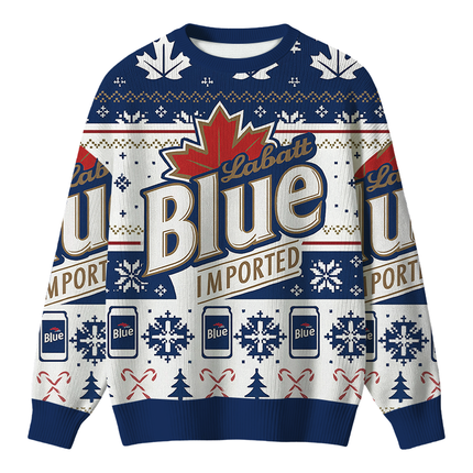 Uglysweatershops Blue Vintage Christmas Ugly Sweater