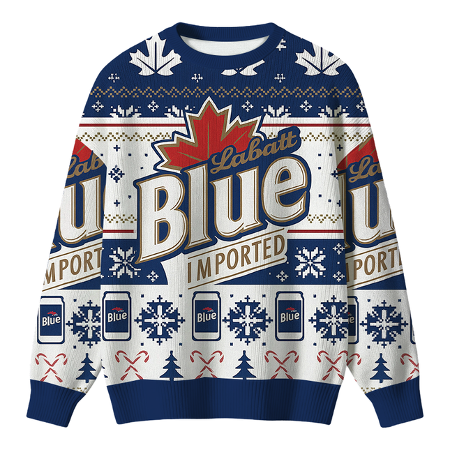 Uglysweatershops Blue Vintage Christmas Ugly Sweater
