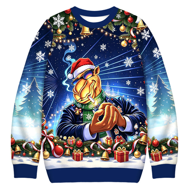 Uglysweatershops Classic Cigarettes Christmas Ugly Sweatshirt