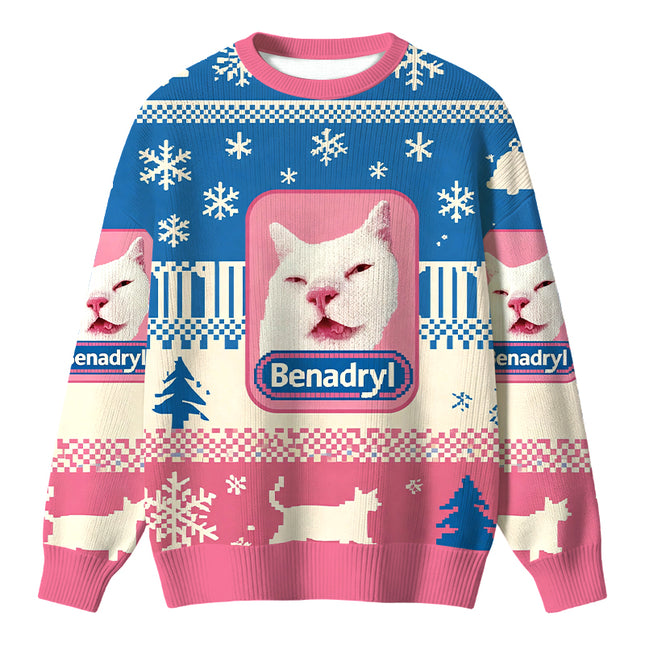 Uglysweatershops Drowsy Meme Cat Christmas Ugly Sweater