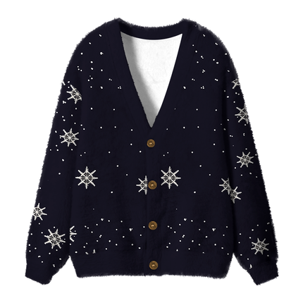 Uglysweatershops Light Up House Fuzzy Ugly Cardigan Sweatshirt