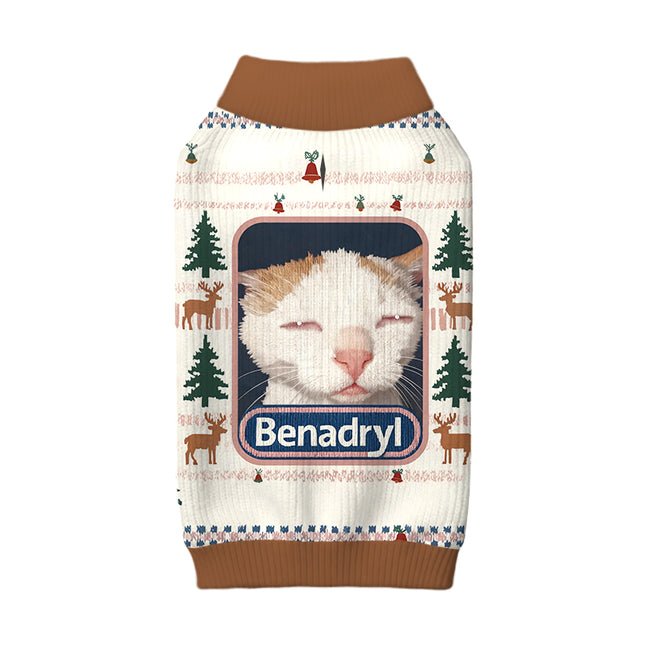 Uglysweatershops Drowsy Cat Meme Funny Dog & Cat Pet Sweater
