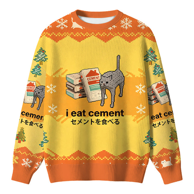 Uglysweatershops I Eat Cement Yellow Christmas Ugly Sweater