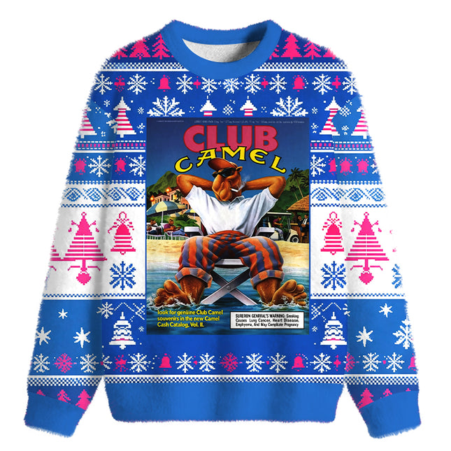 Uglysweatershops Club Cigarettes Fuzzy Christmas Ugly Sweatshirt