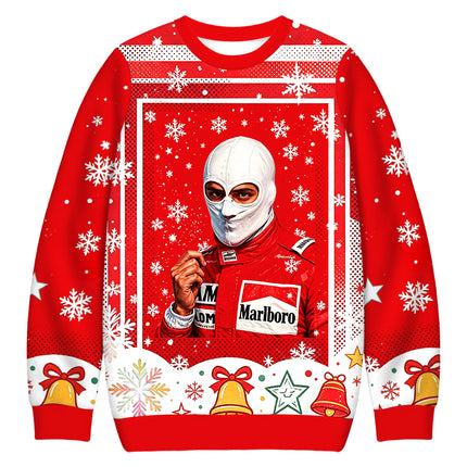 Uglysweatershops Retro Formula Racing Driver Christmas Ugly Sweatshirt