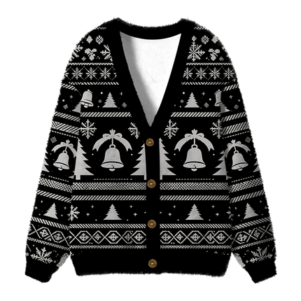 Uglysweatershops Vintage Distillery Label Aesthetic Fuzzy Ugly Cardigan Sweatshirt