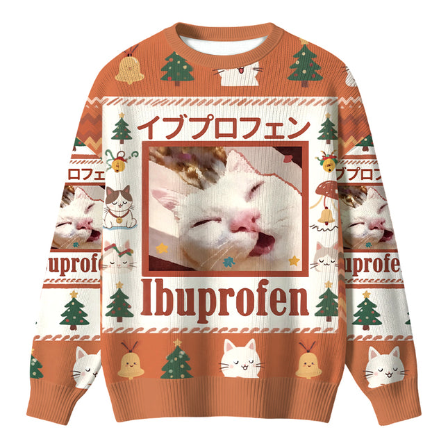 Uglysweatershops Ibuprofen Meme Cat Christmas Ugly Sweater