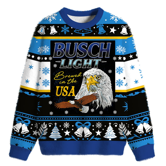 Uglysweatershops Bald Eagle Fuzzy Christmas Ugly Sweatshirt