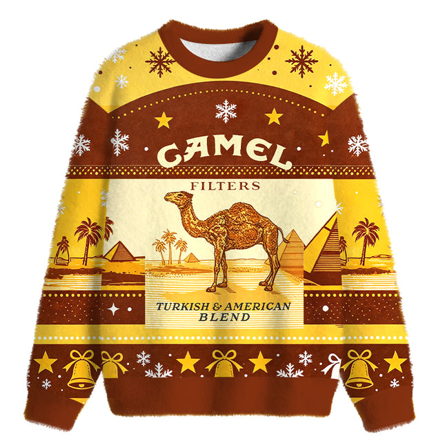 Uglysweatershops Cigarettes Vintage Fuzzy Christmas Ugly Sweatshirt