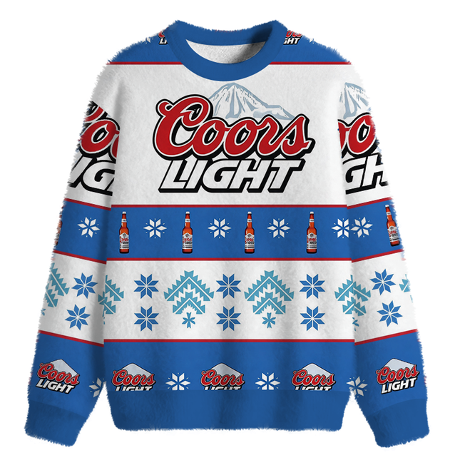 Uglysweatershops Blue Light Fuzzy Christmas Ugly Sweatshirt
