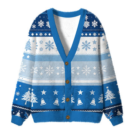 Uglysweatershops High Life Bass Fishing Fuzzy Ugly Cardigan Sweatshirt