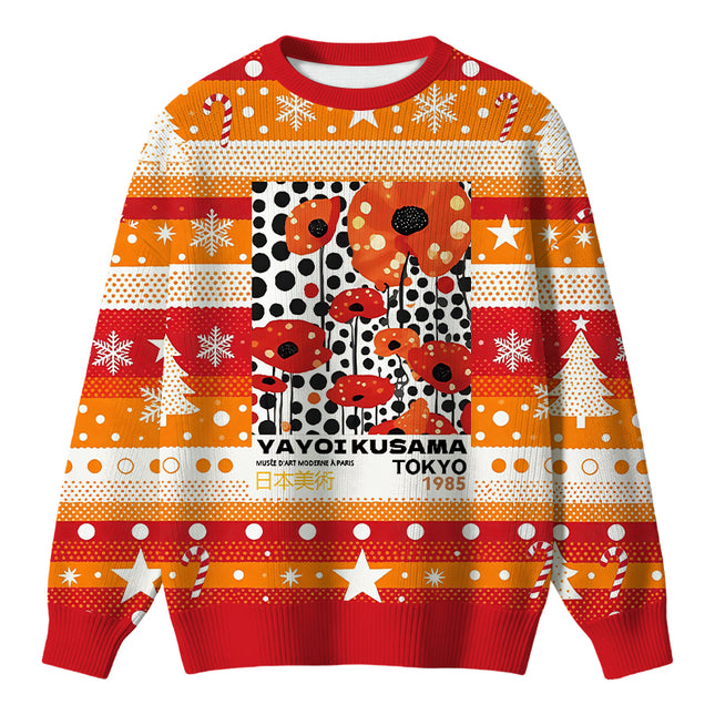 Uglysweatershops Art Flower Vintage Christmas Ugly Sweater