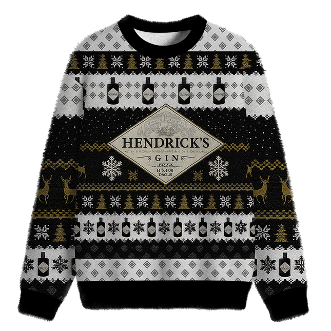 Uglysweatershops Black Beer Fuzzy Christmas Ugly Sweatshirt