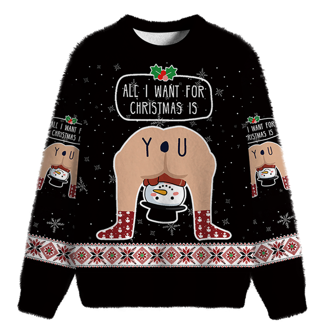Uglysweatershops Hilarious Situations Fuzzy Christmas Ugly Sweatshirt