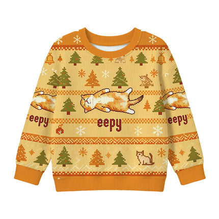 Uglysweatershops Silly Sleepy Cat Meme Kids Ugly Sweater