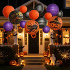 Uglysweatershops Halloween 15-Pack Cartoon Witch Pumpkin Black Cat Holiday Decoration Paper Lanterns